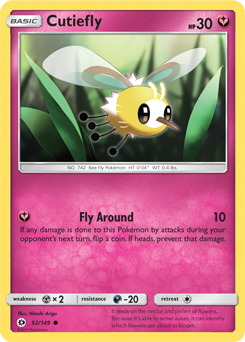 Common Pokémon card Cutiefly 92/149 from Sun & Moon expansion