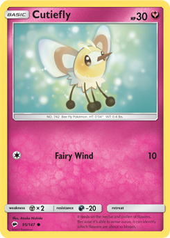 Cutiefly 95/147 Pokémon card from Burning Shadows for sale at best price
