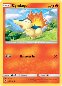 Cyndaquil 40/214 Pokémon card from Lost Thunder for sale at best price