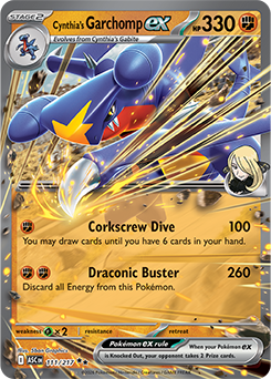Carte Pokémon Double rare Carchacrok ex de Cynthia 111/217 de la série Héros Transcendants
