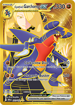 Hyper rare Pokémon card Cynthia's Garchomp ex 241/182 from Destined Rivals expansion