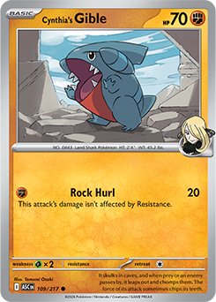 Carte Pokémon Communes Griknot de Cynthia 109/217 de la série Héros Transcendants