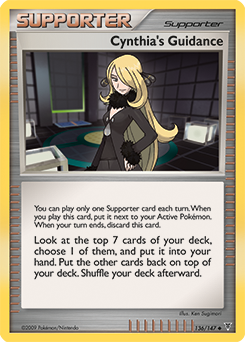 Uncommon Pokémon card Cynthia's Guidance 136/147 from Supreme Victors expansion