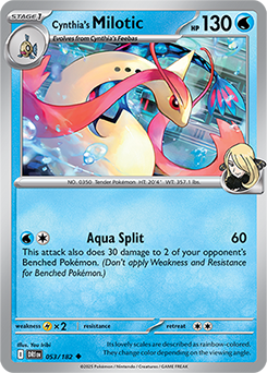 Uncommon Pokémon card Cynthia's Milotic 53/182 from Destined Rivals expansion