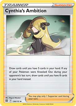 Uncommon Pokémon card Cynthia's Ambition 138/172 from Brilliant Stars expansion