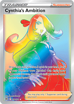 Rainbow Trainer Pokémon card Cynthia's Ambition 178/172 from Brilliant Stars expansion