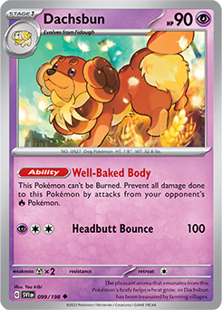 Uncommon Pokémon card Dachsbun 099/198 from Scarlet & Violet expansion