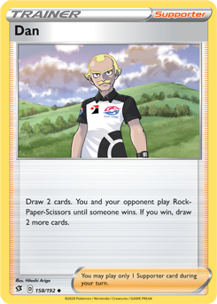 Uncommon Pokémon card Dan 158/192 from Rebel Clash expansion