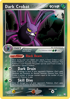 Rare Holo Pokémon card Dark Crobat 3/109 from Ex Team Rocket Returns expansion