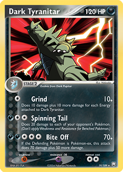 Carte Pokémon Rare Dark Tyranitar 19/109 de la série Ex Team Rocket Returns