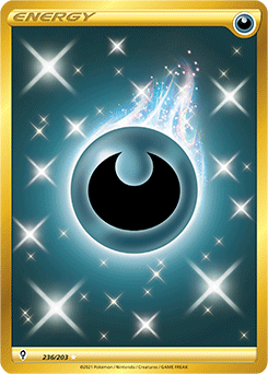 Gold Energy Pokémon card Darkness Energy 236/203 from Evolving Skies expansion