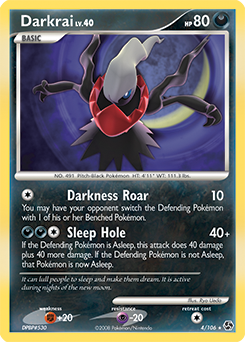 Rare holo Pokémon card Darkrai 4/106 from Great Encounters expansion