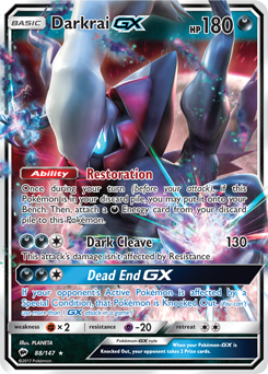 Pokémon GX Pokémon card Darkrai GX 88/147 from Burning Shadows expansion