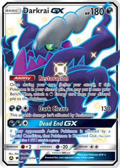Shining Pokémon Pokémon card Darkrai GX SV70/SV94 from Hidden Fates expansion