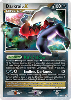 Lv. X Pokémon card Darkrai LV.X 104/106 from Great Encounters expansion