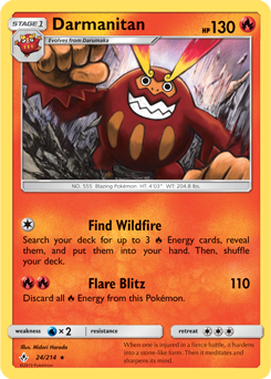 Rare Pokémon card Darmanitan 24/214 from Unbroken Bonds expansion