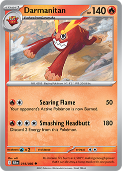 Uncommon Pokémon card Darmanitan 14/86 from Black Bolt expansion