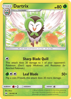 Dartrix 10/149 Pokémon card from Sun & Moon for sale at best price