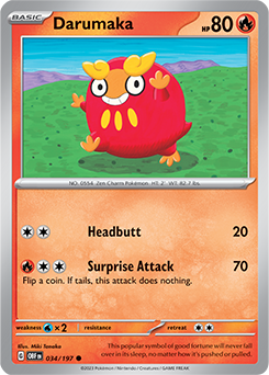 Darumaka 34/197 Pokémon card from Obsidian Flames for sale at best price