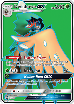 Promo Pokémon card Decidueye GX SM37 from Sun and Moon Promos expansion