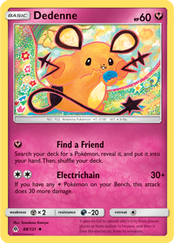Uncommon Pokémon card Dedenne 88/131 from Forbidden Light expansion