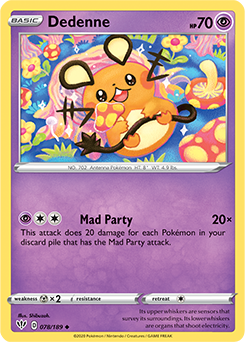 Uncommon Pokémon card Dedenne 78/189 from Darkness Ablaze expansion