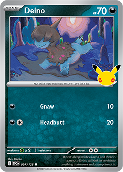 Common Pokémon card Deino 097/128 from 30th Celebration expansion