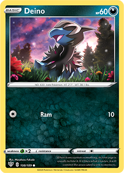 Common Pokémon card Deino 108/189 from Darkness Ablaze expansion