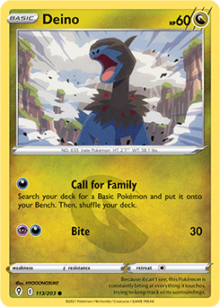 Common Pokémon card Deino 113/203 from Evolving Skies expansion