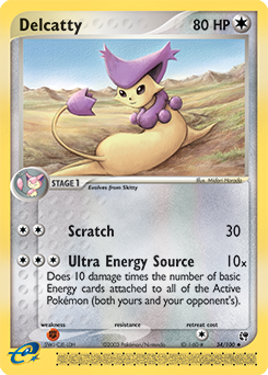 Uncommon Pokémon card Delcatty 34/100 from Ex Sandstorm expansion