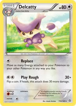 Rare Pokémon card Delcatty 114/160 from Primal Clash expansion