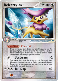 Pokémon ex Pokémon card Delcatty EX 91/100 from Ex Crystal Guardians expansion