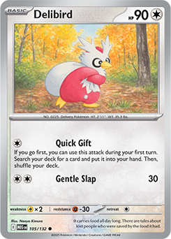 Common Pokémon card Delibird 105/132 from Mega Evolution expansion