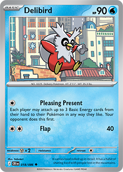 Uncommon Pokémon card Delibird 18/86 from Chaos Rising expansion