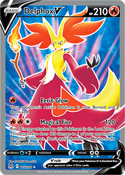 Full Art V Pokémon card Delphox V 173/196 from Lost Origin expansion