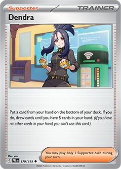 Uncommon Pokémon card Dendra 179/193 from Paldea Evolved expansion