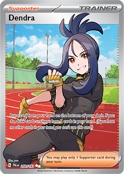 Ultra rare Pokémon card Dendra 250/193 from Paldea Evolved expansion
