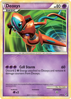 Rare holo Pokémon card Deoxys 2/95 from Call of Legends expansion