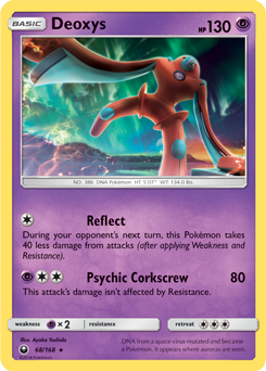 Rare Pokémon card Deoxys 68/168 from Celestial Storm expansion