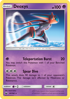 Rare Pokémon card Deoxys 69/168 from Celestial Storm expansion