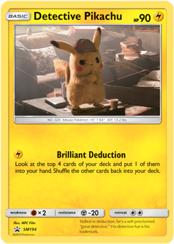 Promo Pokémon card Detective Pikachu SM194 from Sun and Moon Promos expansion