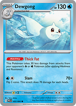 Common Pokémon card Dewgong 22/94 from Phantasmal Flames expansion