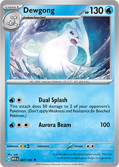 Uncommon Pokémon card Dewgong 87/165 from 151 expansion