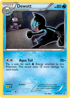 Uncommon Pokémon card Dewott 38/113 from Legendary Treasures expansion
