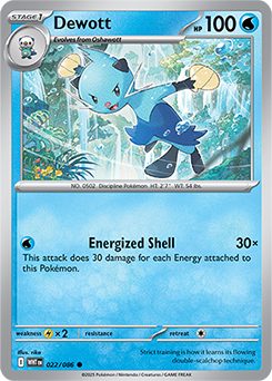 Common Pokémon card Dewott 22/86 from White Flare expansion