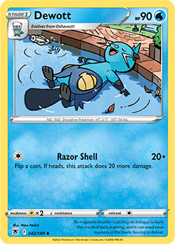 Uncommon Pokémon card Dewott 042/189 from Astral Radiance expansion