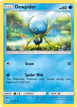 Common Pokémon card Dewpider 32/131 from Forbidden Light expansion