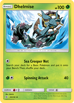 Uncommon Pokémon card Dhelmise 20/236 from Unified Minds expansion