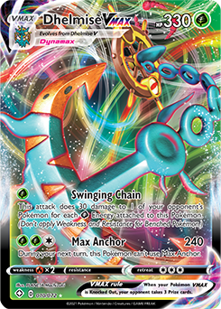 Ultra rare VMAX Pokémon card Dhelmise VMAX 010/072 from Shining Fates expansion