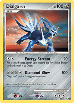 Rare Pokémon card Dialga 23/127 from Platinuim expansion